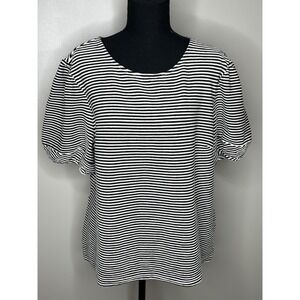 Dolan Anthropologie Women's Left Coast Stripe Santos Puff Sleeve Shirt Size XL